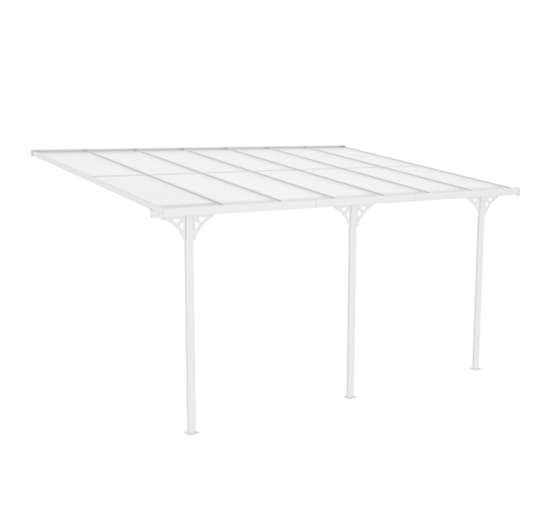 Balkongtak 4,35x3 m | Kanalplast / Aluminium | Ekstra h�y | Hvit