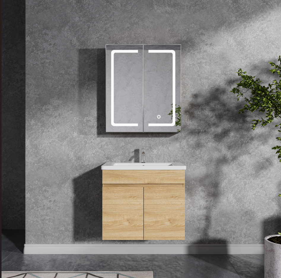 Baderomspakke 60 cm | LED speil med skap | MDF | Nina Baderomspakke 60 cm | LED speil med skap | MDF | Nina