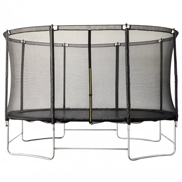 Oval trampoline med sikkerhetsnett | 244 � 396 cm | Svart
