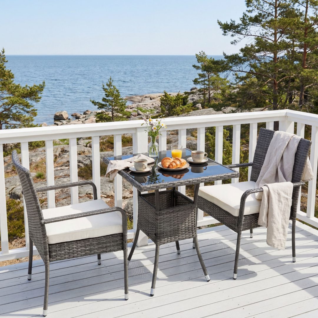 Kaf�sett for balkong i syntetisk rotting | Lyfco Molle