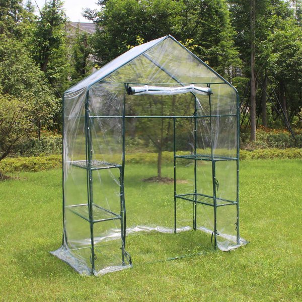 Lite drivhus i plast 1m² | Stålramme med PVC-belegg Lite drivhus i plast 1m² | Stålramme med PVC-belegg