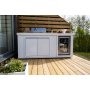 Utekj�kken med kj�leskap | Gassgrill i rustfritt st�l med granittbenkeplate (4 brennere) | Hvit | Alaska
