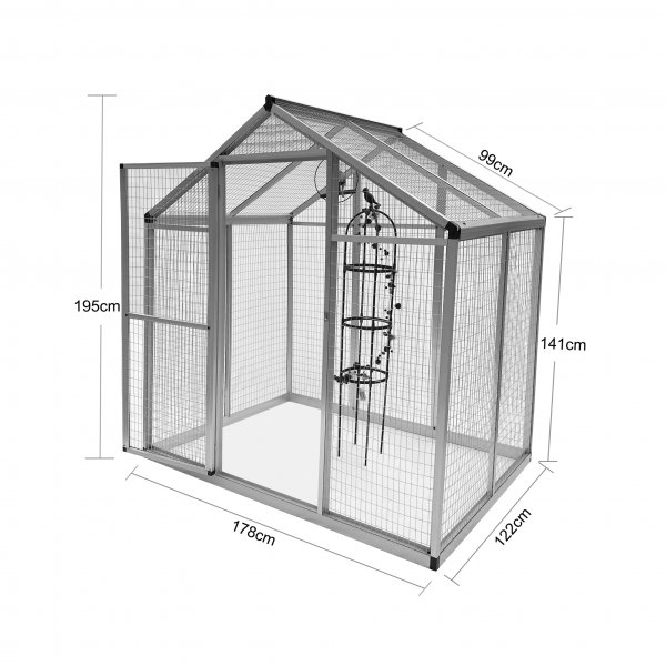 Fuglehus | Aluminium og Jernnett | 122x178x195cm Fuglehus | Aluminium og Jernnett | 122x178x195cm