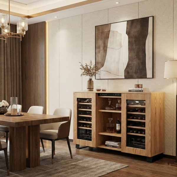 Vinskap med doble temperatursoner – Twin vinskap for 24 flasker med LED-belysning Vinskap med doble temperatursoner – Twin vinskap for 24 flasker med LED-belysning