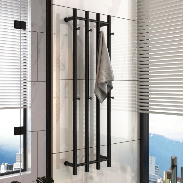 Elektrisk hndkletrker 37,5x120x15,5cm | Vertikal | Mattsvart