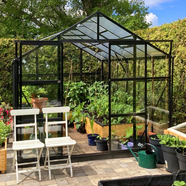 Drivhus 9,6 m | 4mm sikkerhetsglass | 5 rs stormgaranti