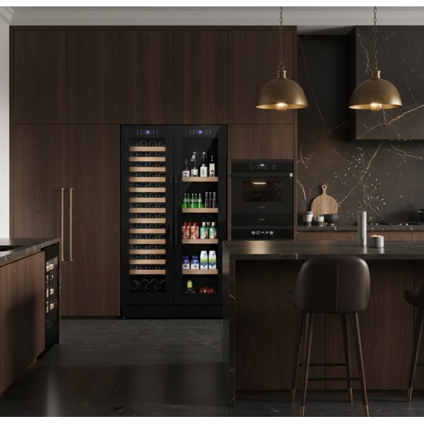 Stor vinkj�ler for 60 flasker og 218 bokser | Eksklusivt design med doble temperatursoner | 365 L