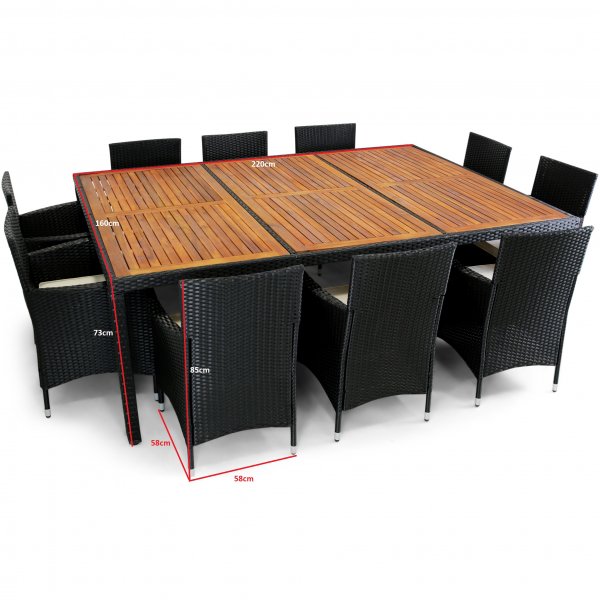 Stor spisegruppe 220x160cm utembler - 10 stoler - Lyfco Svanesund