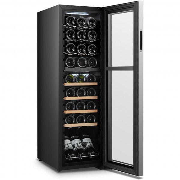 Vinkjøleskap 27 flasker | 2 kjølesoner | Stillegående | Svart Vinkjøleskap 27 flasker | 2 kjølesoner | Stillegående | Svart
