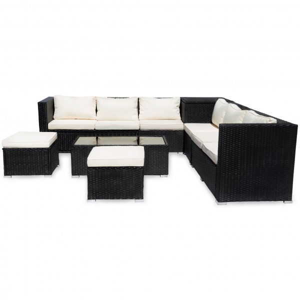 Loungegrupp Lyfco Djursvik med dubbel inbyggd f�rvaring | Svart konstrotting