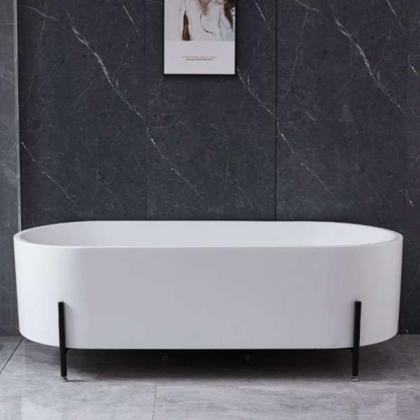 Badekar 170 x 75 cm | Svarte ben, moderne design