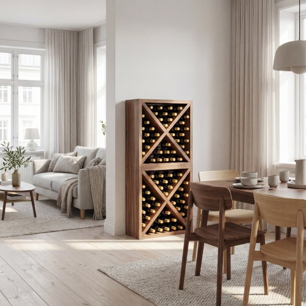 Vinreol for 79 Vinflasker i Naturlig Furu | Moderne Vinoppbevaring for Hjemmet