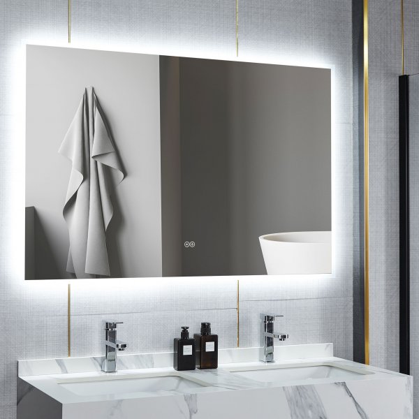 Baderomsspeil | LED-belysning og berøringsstyrt dimmer Baderomsspeil | LED-belysning og berøringsstyrt dimmer