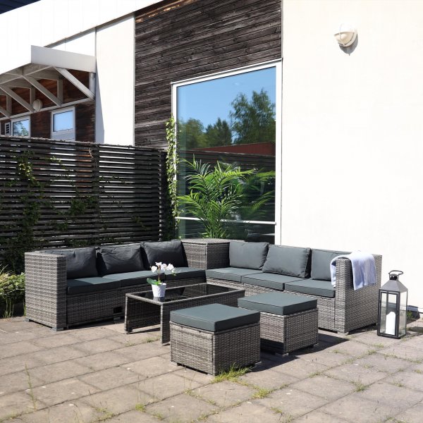 Loungegruppe| Lyfco Djursvik | Innebygd oppbevaring | Grå kunstrotting Loungegruppe| Lyfco Djursvik | Innebygd oppbevaring | Grå kunstrotting