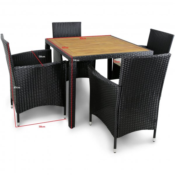 Liten spisegruppe hagemøbler i kunstrotting med 4 stoler Liten spisegruppe hagemøbler i kunstrotting med 4 stoler