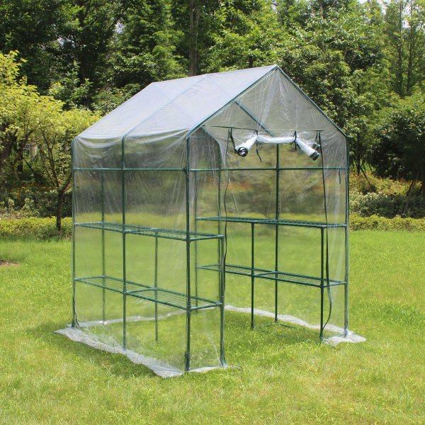 Drivhus i plast 2m² | Stålramme med PVC-belegg Drivhus i plast 2m² | Stålramme med PVC-belegg