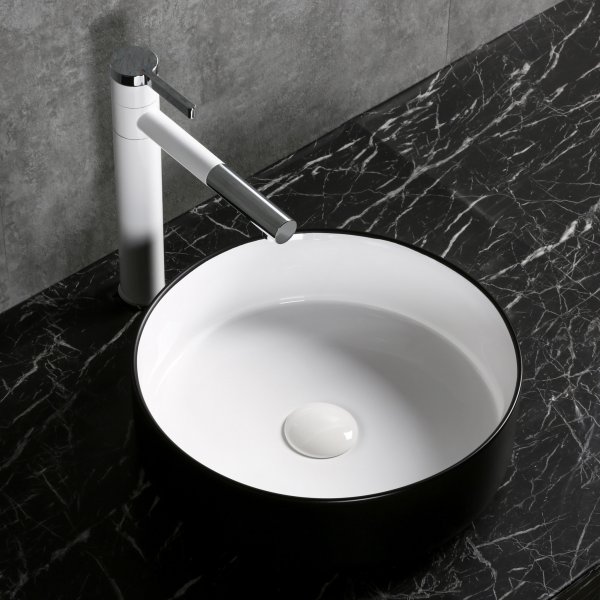 Rund servant 36cm | Trendy sort/hvitt design | Keramikk/porselen Rund servant 36cm | Trendy sort/hvitt design | Keramikk/porselen