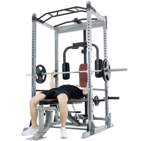 Vektstangstativ med treningsbenk