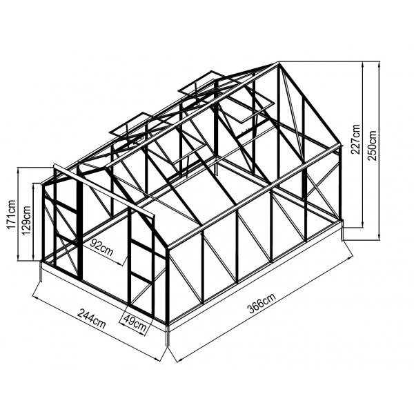 Drivhus 8,9m² | Høy dyrkingshøyde | 6 mm kanalplast Drivhus 8,9m² | Høy dyrkingshøyde | 6 mm kanalplast