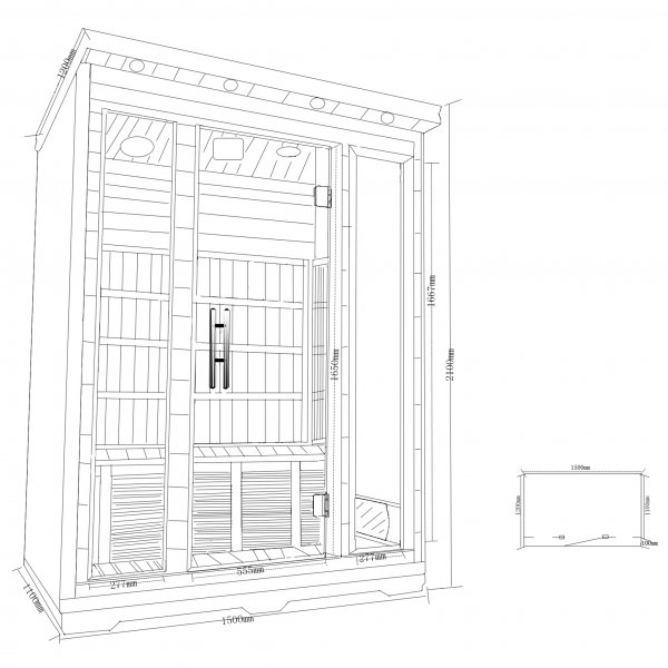 Infrard sauna - 2 personer | Full hyde 210cm | En gang