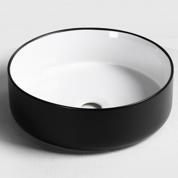 Rund servant 36cm | Trendy sort/hvitt design | Keramikk/porselen Rund servant 36cm | Trendy sort/hvitt design | Keramikk/porselen