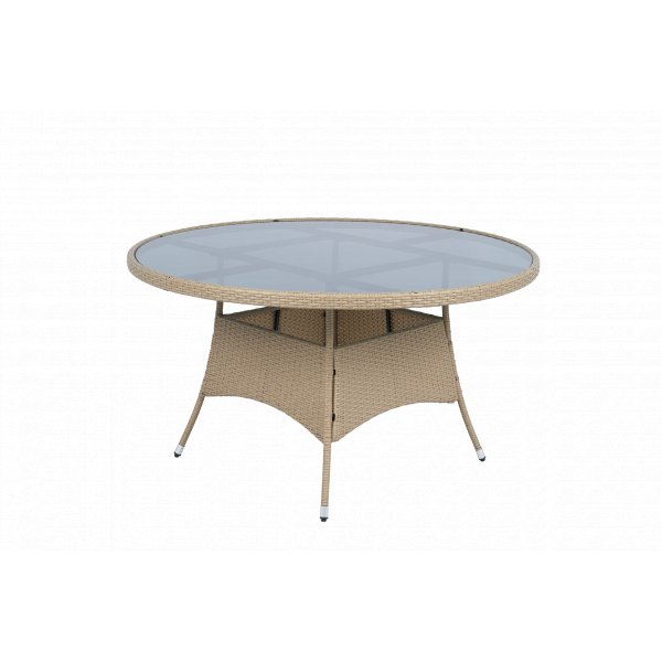 Spisegruppe utem�bler 6 sitteplasser | Rundt bord �135 cm og stoler med puter | Tyl�sand