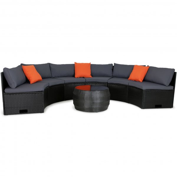 Stor rund loungesett med innebygd oppbevaring til puter - 6 sitteplasser Stor rund loungesett med innebygd oppbevaring til puter - 6 sitteplasser