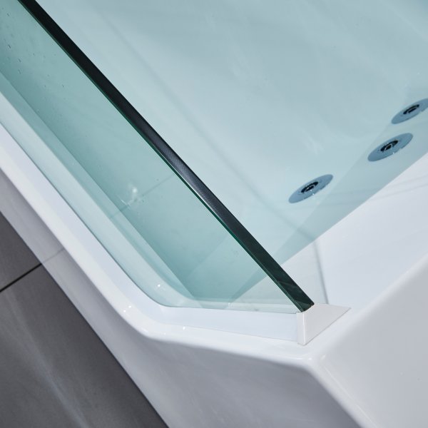 Boblebadekar med glassfront 170x80 cm | Ergonomisk nakkest�tte | BK-019