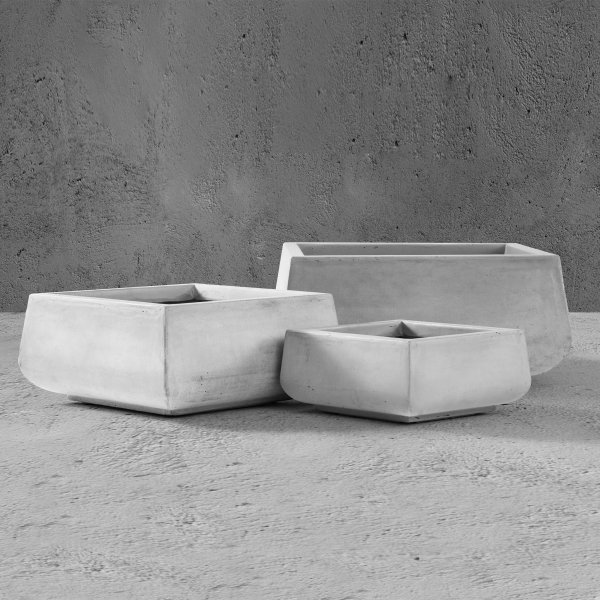 Fiberarmerte utepotter | 3-pakning | Lysegr