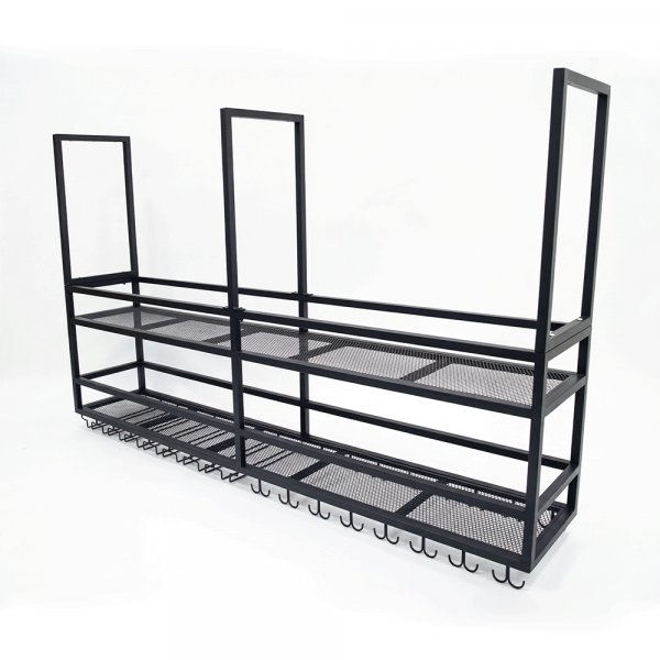 Takhengt vinhylle for kj�kken�y | Vin- og glassholder | 160 � 30 cm | Svart