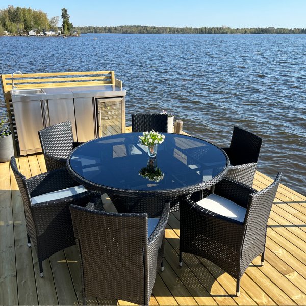 Rund utendrs spisegruppe | 6 stoler | Puter inkludert | Lyfco Tylesand