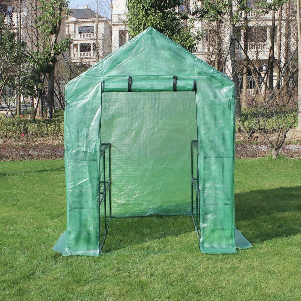 Drivhus i plast 2m� | St�lramme med PE plastdeksel