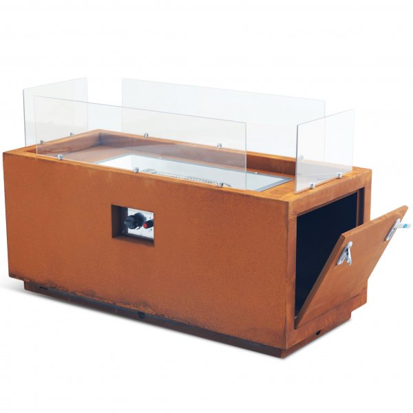 Gasoldrevet eldsted i cortenstål for utendørs bruk - Kalix Gasoldrevet eldsted i cortenstål for utendørs bruk - Kalix