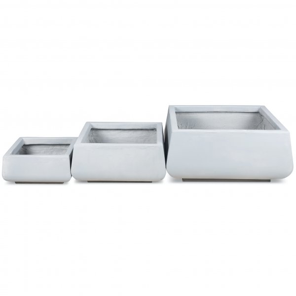 Fiberarmerte utepotter | 3-pakning | Lysegr