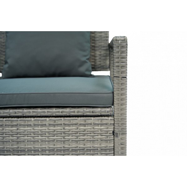 Hagebenk med oppbevaring | 129 cm | Kunstrotting grå | Puter inkludert | Boxvik Hagebenk med oppbevaring | 129 cm | Kunstrotting grå | Puter inkludert | Boxvik