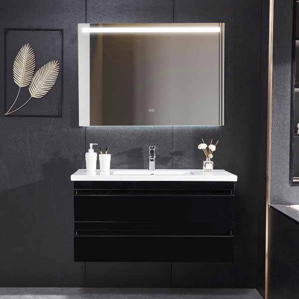 Baderomsmøbler 100cm | Kommode og LED-speil | Mikser inkludert Baderomsmøbler 100cm | Kommode og LED-speil | Mikser inkludert