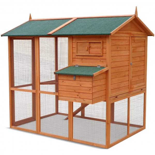 Hønsehus med hønsegård | Lett å rengjøre | Ferdig byggesett | 1,9x1,7x1,6m Hønsehus med hønsegård | Lett å rengjøre | Ferdig byggesett | 1,9x1,7x1,6m