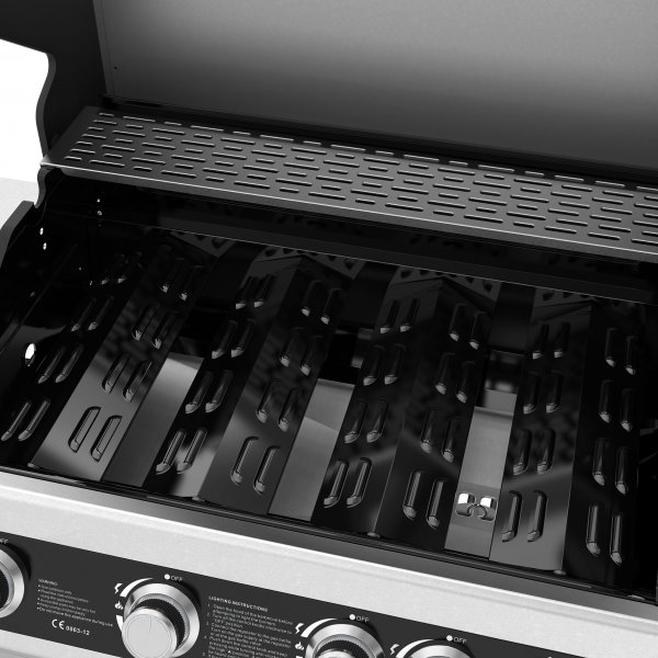 Gasgrill 14,5 kW - 4 rustfrie brennere + 1 sidebrenner - St. Louis