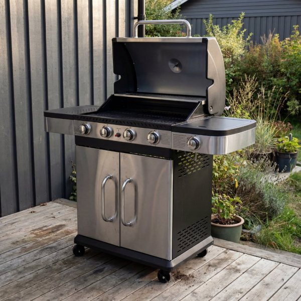 Gasgrill 14,5 kW - 4 rustfrie brennere + 1 sidebrenner - St. Louis