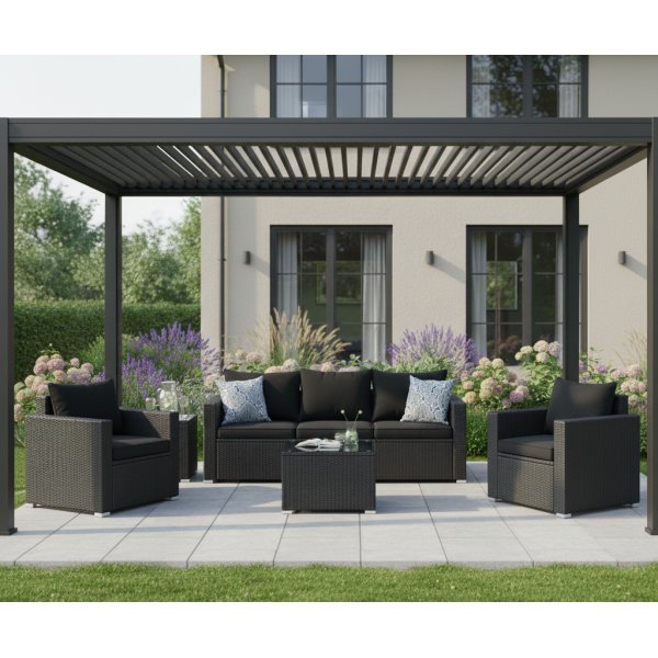 Sofagruppe utem�bler | Innebygd oppbevaring | Gr� kunstrotting | Sann�s