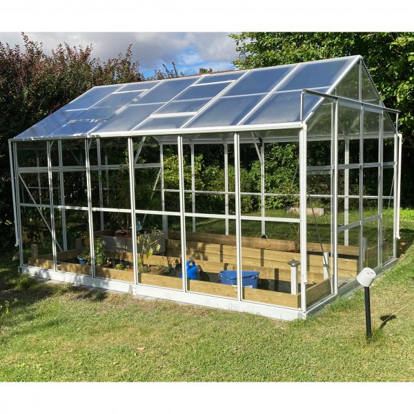 Drivhus 9,6 m | 4mm sikkerhetsglass | 5 rs stormgaranti