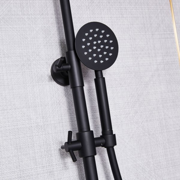 Takdusjsett med termostat svart | �30 cm takdusj, h�nddusj, CC 150/160 mm