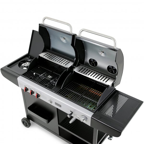 Gassgrill og kullgrill kombinert Gassgrill og kullgrill kombinert
