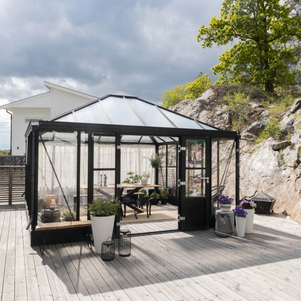 Orangeri og vinterhage 19,2m² | Firkantet premium drivhus Orangeri og vinterhage 19,2m² | Firkantet premium drivhus