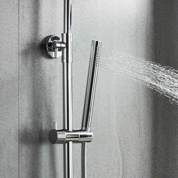 Takdusjsett i krom | 20 cm takdusj, h�nddusj, justerbar h�yde 83�119 cm