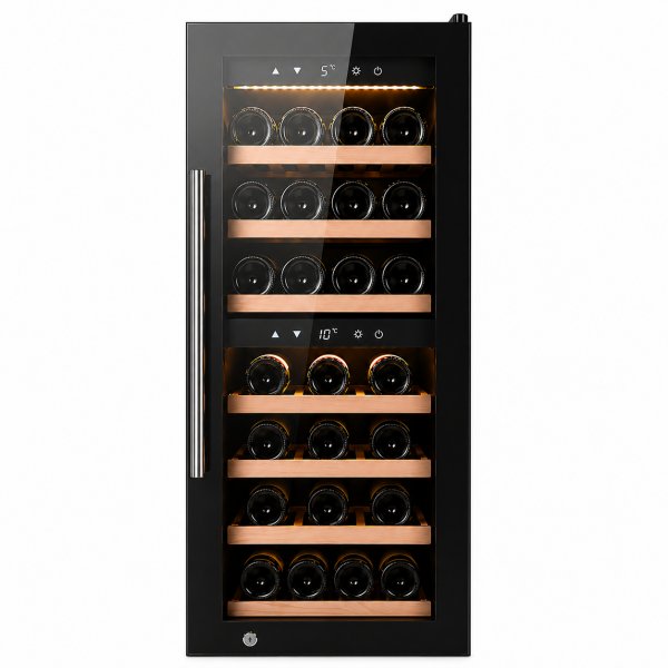Vinkj�ler for 38 flasker | 110 liter | Dobbel temperatursone med glassd�r & touchkontroll