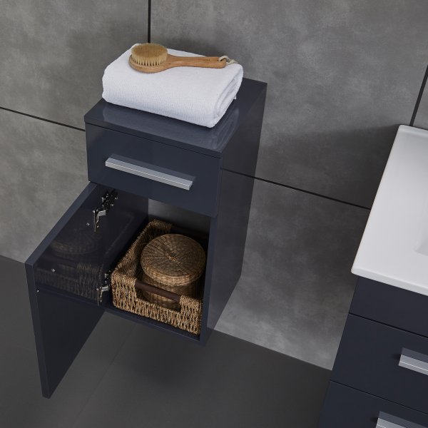 Stort baderomspakke | Kommode med vask | Gr� h�yglans