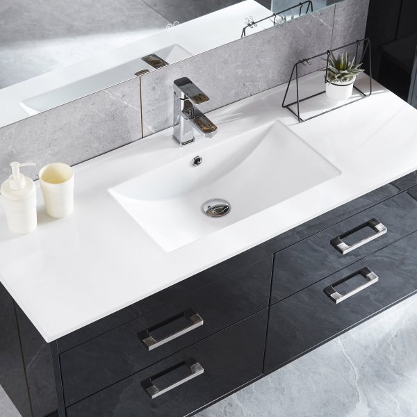 Baderomspakke | Kommode 120cm | H�yskap & LED-speil | Svart