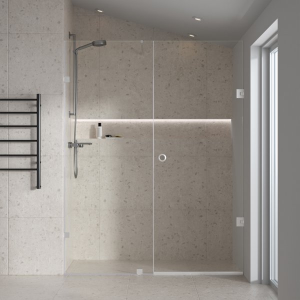 Dusjhjørne/dusjvegger 80x80x210cm | Klart glass med kromdetaljer | Avery Dusjhjørne/dusjvegger 80x80x210cm | Klart glass med kromdetaljer | Avery