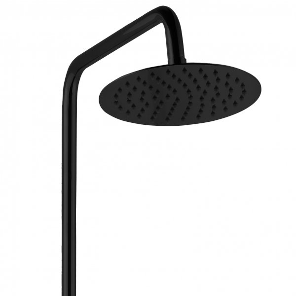 Svart dusjsett med takdusj og hånddusj i avrundet design Svart dusjsett med takdusj og hånddusj i avrundet design